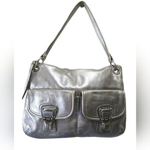 Vintage Y2K Coach 18996 Metallic Silver Poppy Shoulder Crossbody Purse
